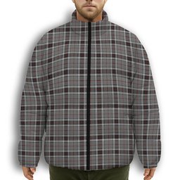 ScotsTee Shop Scottish Thompson Grey Dress Premium Tartan Collar Down Jacket Winter White Duck Down Plaid