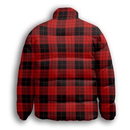 ScotsTee Shop Scottish MacLeod Black and Red Modern Premium Tartan Collar Down Jacket Winter White Duck Down Plaid