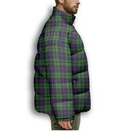 ScotsTee Shop Scottish Leslie Hunting SC Premium Tartan Collar Down Jacket Winter White Duck Down Plaid