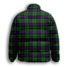 ScotsTee Shop Scottish Leslie Hunting SC Premium Tartan Collar Down Jacket Winter White Duck Down Plaid