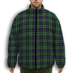 ScotsTee Shop Scottish Leslie Hunting SC Premium Tartan Collar Down Jacket Winter White Duck Down Plaid