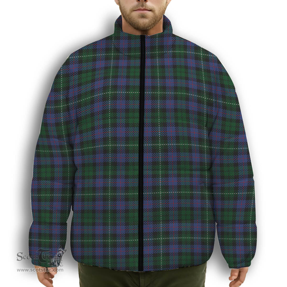 ScotsTee Shop Scottish Urquhart Brydone Premium Tartan Collar Down Jacket Winter White Duck Down Plaid