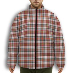 ScotsTee Shop Scottish McAlister Dress Modern Premium Tartan Collar Down Jacket Winter White Duck Down Plaid