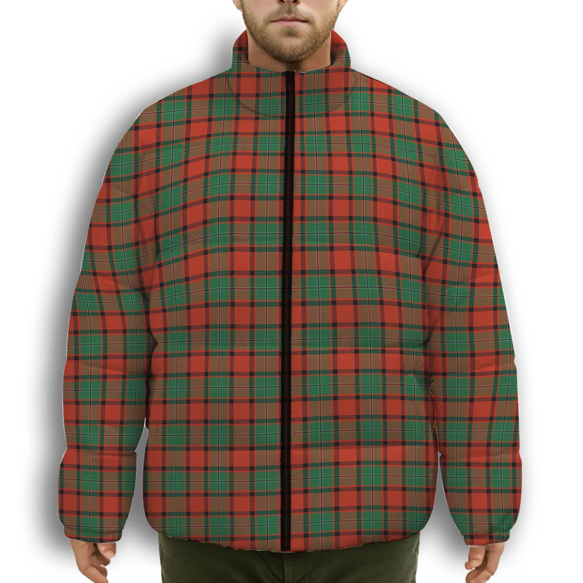 ScotsTee Shop Scottish McPhail Ancient Premium Tartan Collar Down Jacket Winter White Duck Down Plaid