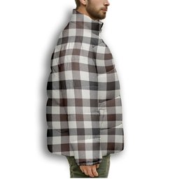 ScotsTee Shop Scottish Hogg Modern Premium Tartan Collar Down Jacket Winter White Duck Down Plaid