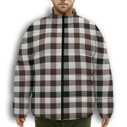 ScotsTee Shop Scottish Hogg Modern Premium Tartan Collar Down Jacket Winter White Duck Down Plaid