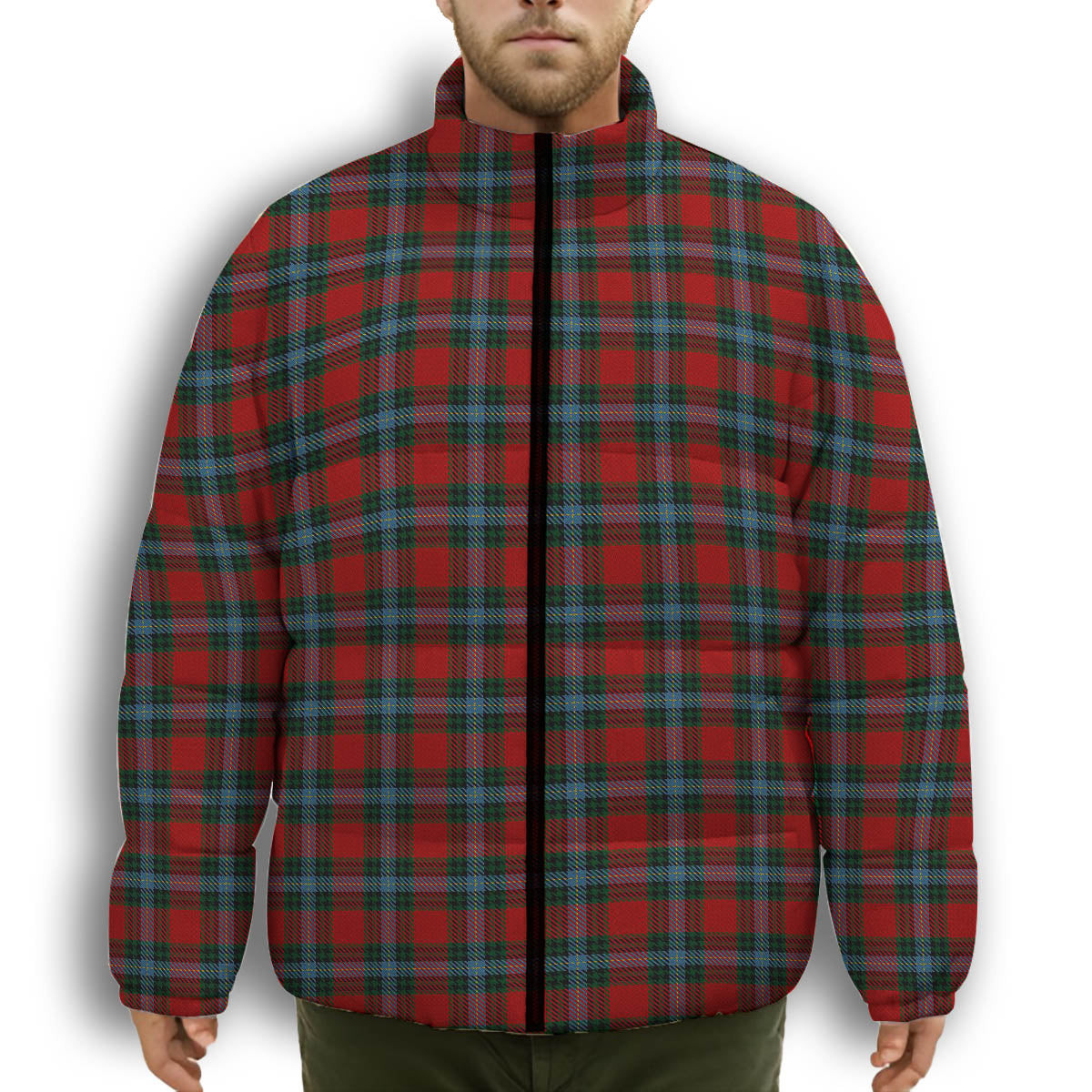 ScotsTee Shop Scottish Livingstone MacLay MacLeay Premium Tartan Collar Down Jacket Winter White Duck Down Plaid