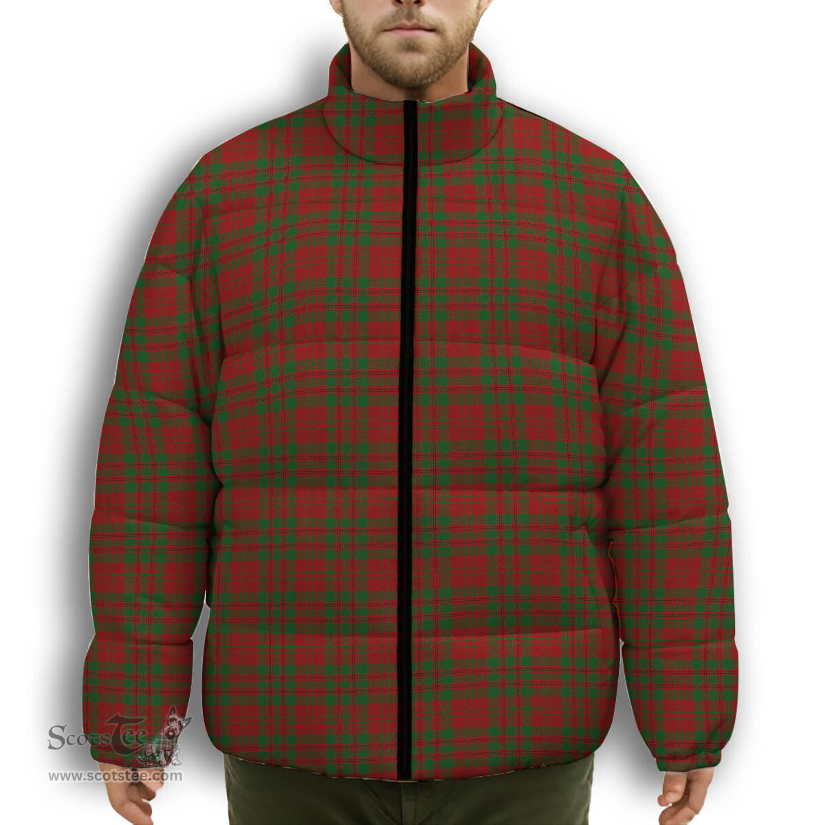 ScotsTee Shop Scottish Livingstone 2 Premium Tartan Collar Down Jacket Winter White Duck Down Plaid