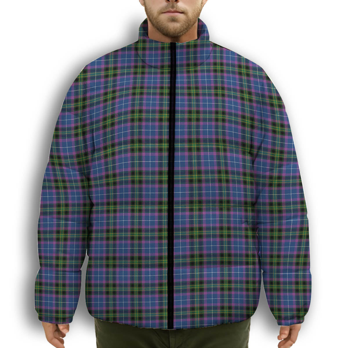 ScotsTee Shop Scottish Lang of Sherbrooke Modern Clan Premium Tartan Collar Down Jacket Winter White Duck Down Plaid