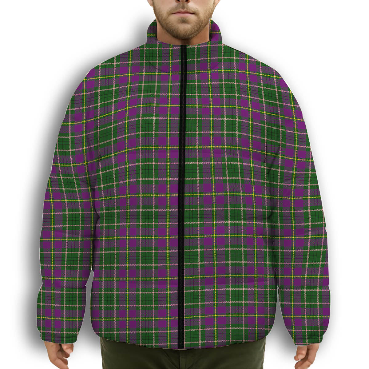 ScotsTee Shop Scottish Taylor Premium Tartan Collar Down Jacket Winter White Duck Down Plaid