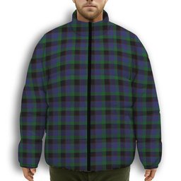 ScotsTee Shop Scottish Meoni Premium Tartan Collar Down Jacket Winter White Duck Down Plaid