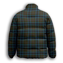 ScotsTee Shop Scottish Thomson Hunting Premium Tartan Collar Down Jacket Winter White Duck Down Plaid