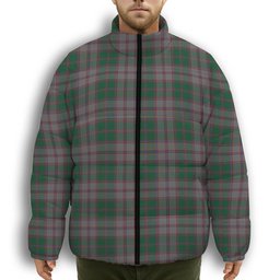 ScotsTee Shop Scottish MacPherson Gathering 1996 Premium Tartan Collar Down Jacket Winter White Duck Down Plaid
