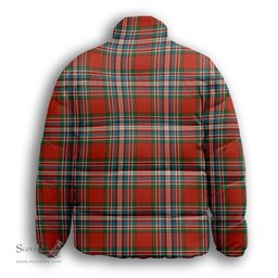 ScotsTee Shop Scottish McFarland Red Ancient Premium Tartan Collar Down Jacket Winter White Duck Down Plaid