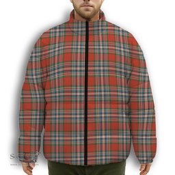 ScotsTee Shop Scottish McFarland Red Ancient Premium Tartan Collar Down Jacket Winter White Duck Down Plaid