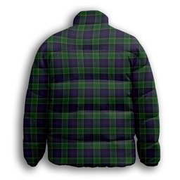 ScotsTee Shop Scottish Leslie Hunting Premium Tartan Collar Down Jacket Winter White Duck Down Plaid