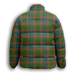 ScotsTee Shop Scottish Stevenson Old Ancient Premium Tartan Collar Down Jacket Winter White Duck Down Plaid