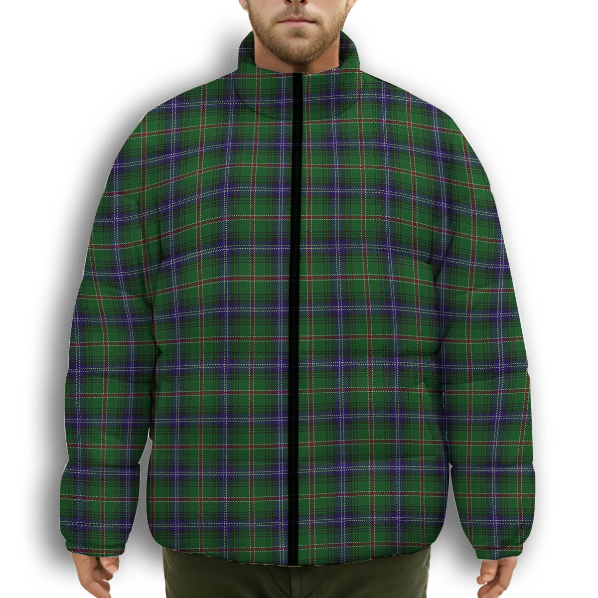 ScotsTee Shop Scottish Kerby Premium Tartan Collar Down Jacket Winter White Duck Down Plaid