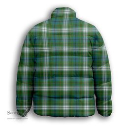 ScotsTee Shop Scottish Johnston Dress Ancient Premium Tartan Collar Down Jacket Winter White Duck Down Plaid