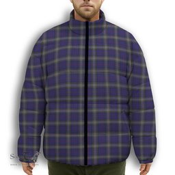ScotsTee Shop Scottish Kinnaird Premium Tartan Collar Down Jacket Winter White Duck Down Plaid