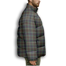 ScotsTee Shop Scottish Hislop Hunting 2 Premium Tartan Collar Down Jacket Winter White Duck Down Plaid