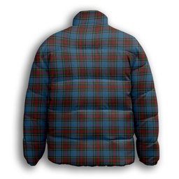ScotsTee Shop Scottish Stewart Royal Blue Premium Tartan Collar Down Jacket Winter White Duck Down Plaid