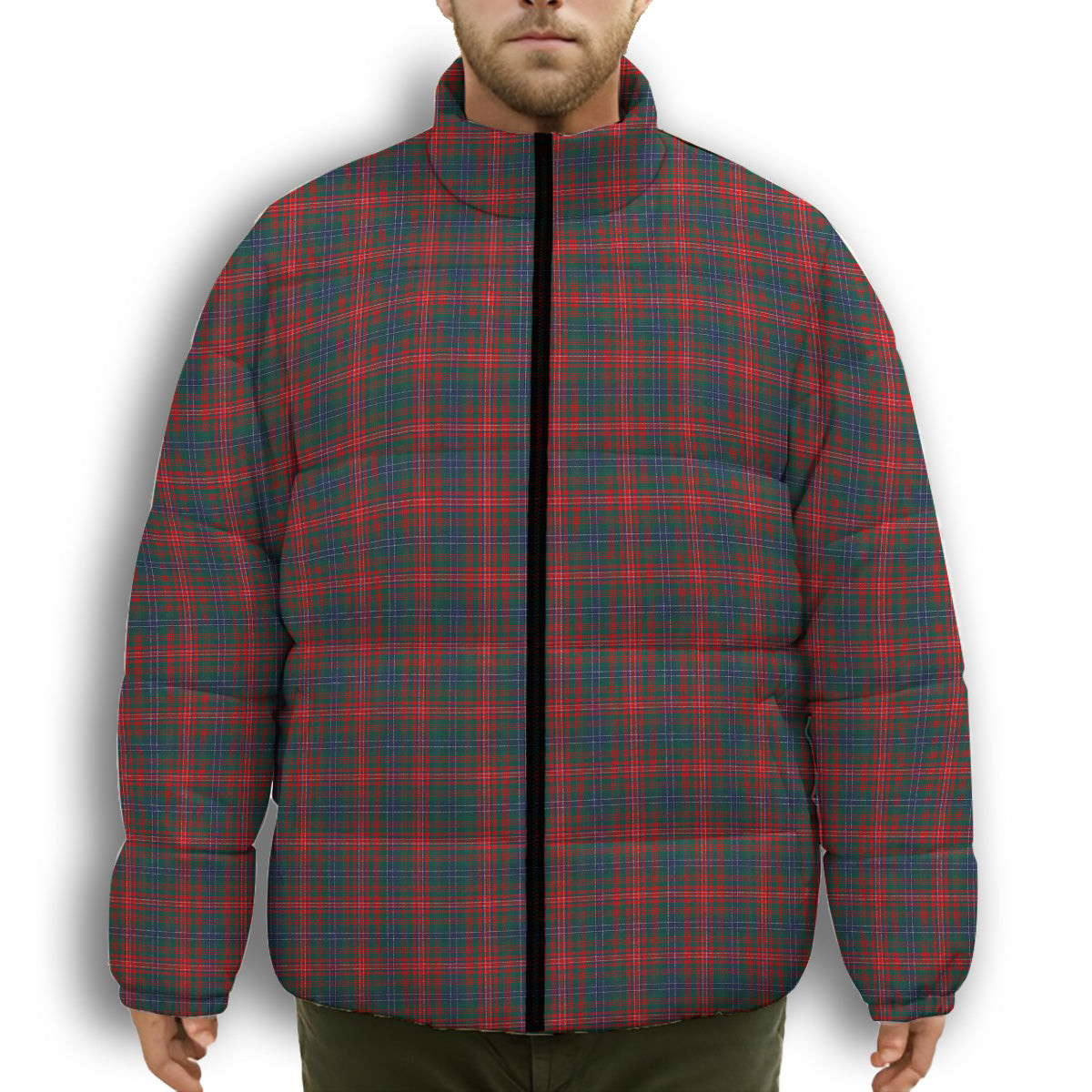 ScotsTee Shop Scottish Wilson 04 Premium Tartan Collar Down Jacket Winter White Duck Down Plaid