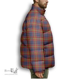 ScotsTee Shop Scottish Lermontov Premium Tartan Collar Down Jacket Winter White Duck Down Plaid