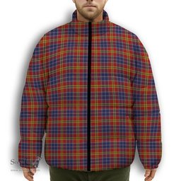 ScotsTee Shop Scottish Lermontov Premium Tartan Collar Down Jacket Winter White Duck Down Plaid