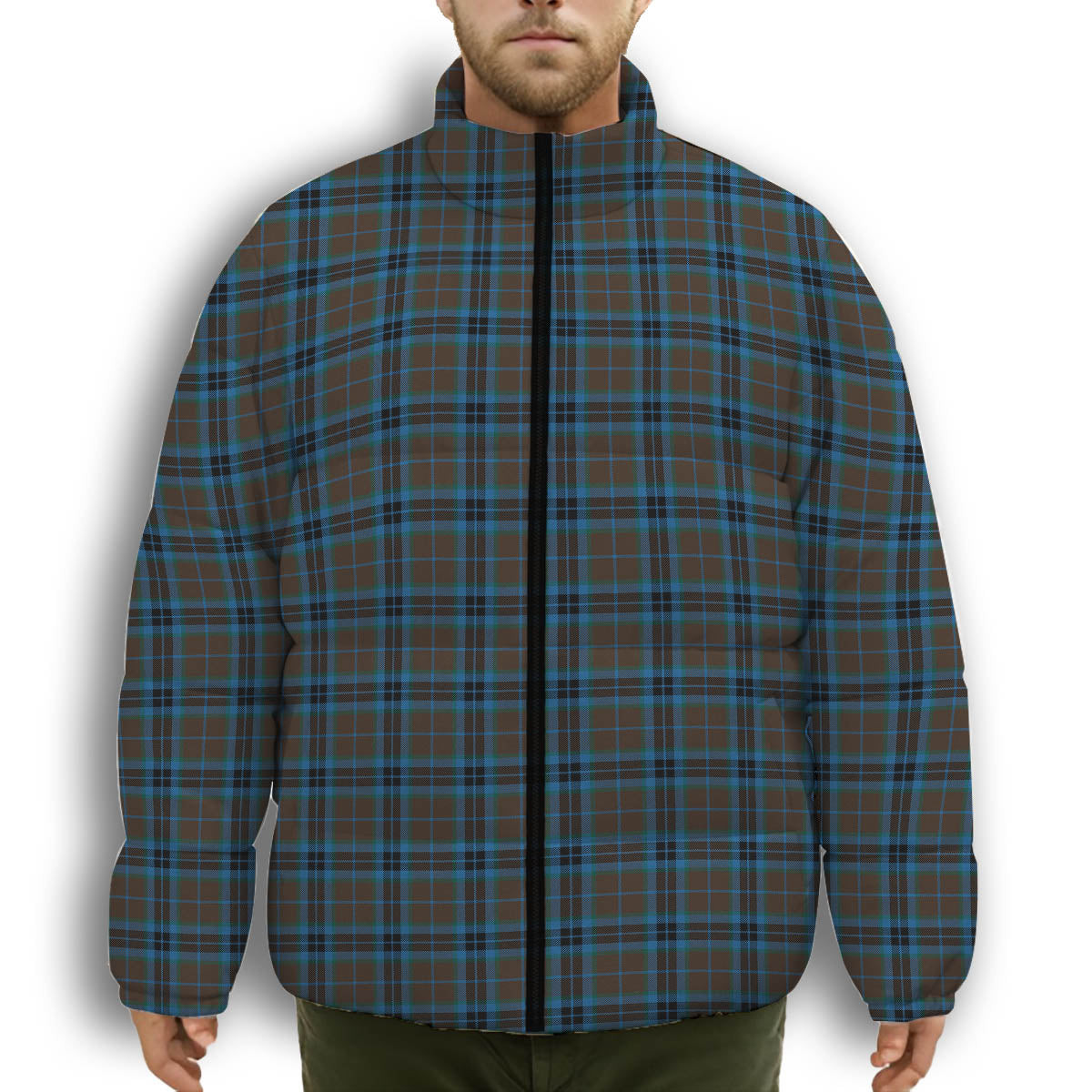 ScotsTee Shop Scottish MacTavish Hunting Modern Premium Tartan Collar Down Jacket Winter White Duck Down Plaid