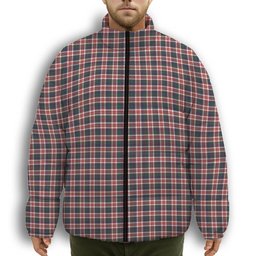 ScotsTee Shop Scottish Robertson Dress #2 Modern Premium Tartan Collar Down Jacket Winter White Duck Down Plaid