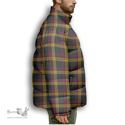 ScotsTee Shop Scottish MacMillan Modern Premium Tartan Collar Down Jacket Winter White Duck Down Plaid