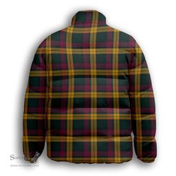 ScotsTee Shop Scottish MacMillan Modern Premium Tartan Collar Down Jacket Winter White Duck Down Plaid