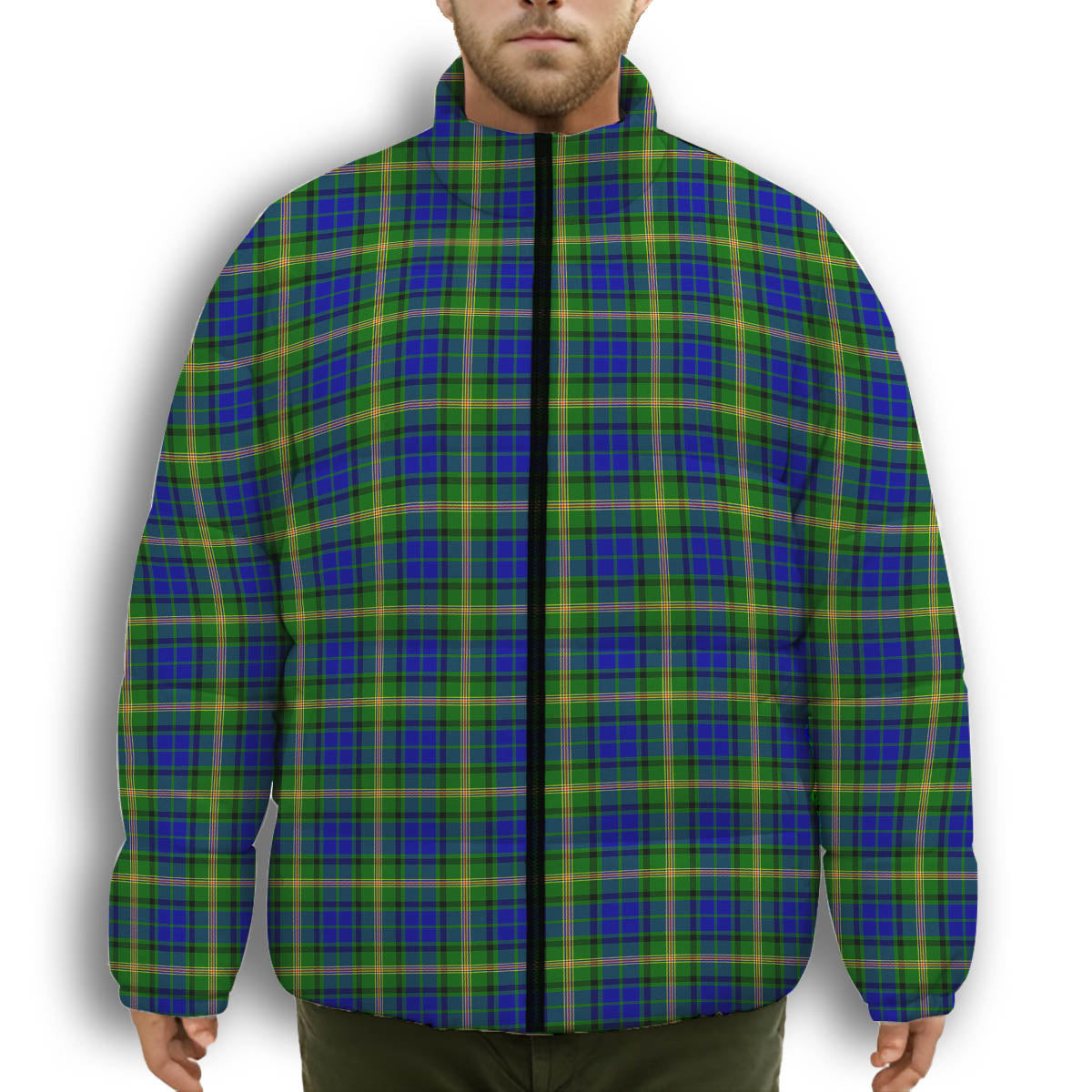 ScotsTee Shop Scottish Maitland SC Premium Tartan Collar Down Jacket Winter White Duck Down Plaid