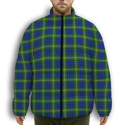 ScotsTee Shop Scottish Maitland SC Premium Tartan Collar Down Jacket Winter White Duck Down Plaid