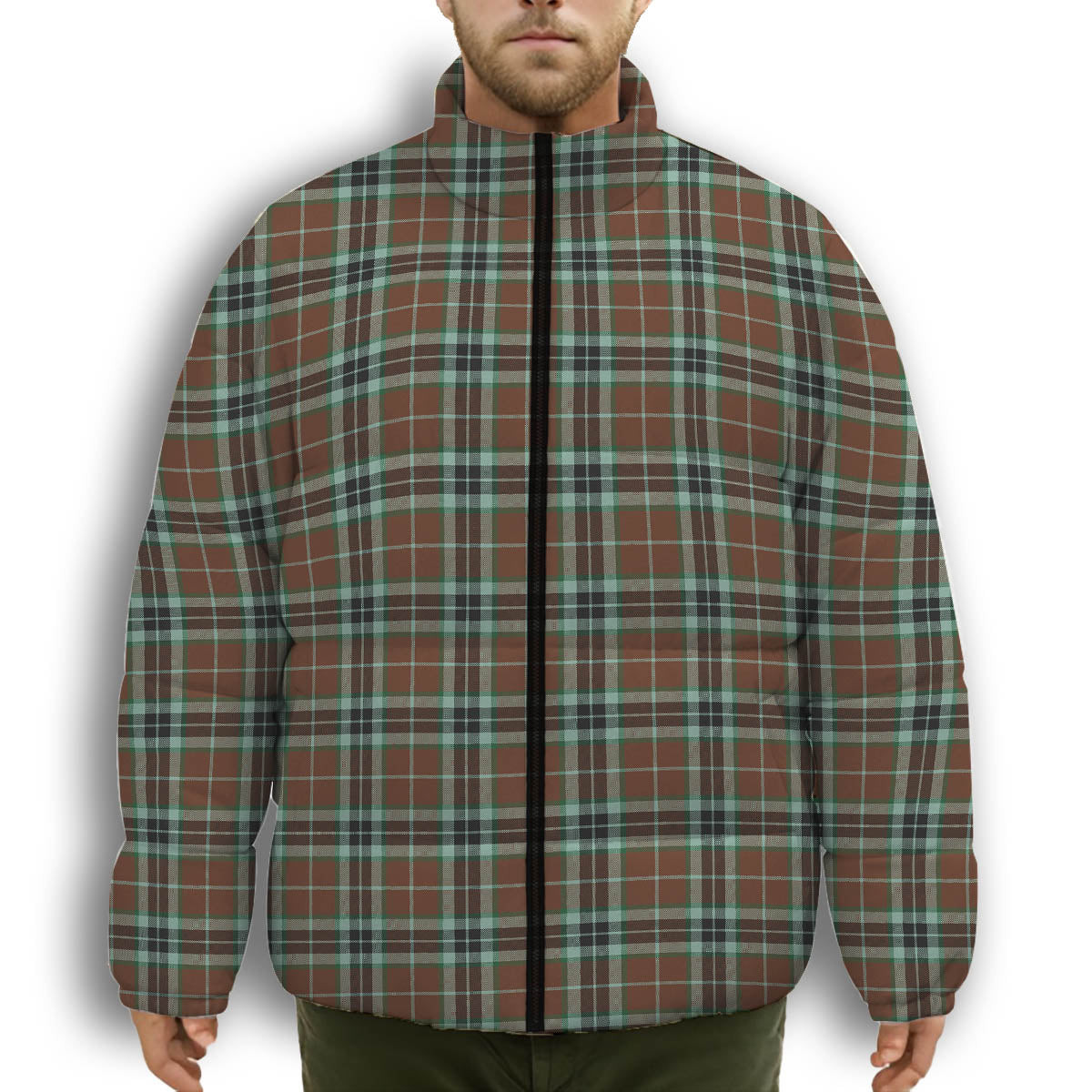 ScotsTee Shop Scottish Thompson Society Hunting Modern Premium Tartan Collar Down Jacket Winter White Duck Down Plaid