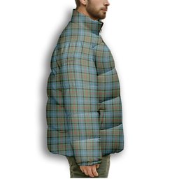 ScotsTee Shop Scottish Paisley District Premium Tartan Collar Down Jacket Winter White Duck Down Plaid