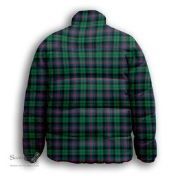 ScotsTee Shop Scottish Urquhart Broad Red Ancient Premium Tartan Collar Down Jacket Winter White Duck Down Plaid
