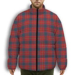 ScotsTee Shop Scottish Pitcairn Heritage Modern Premium Tartan Collar Down Jacket Winter White Duck Down Plaid
