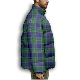 ScotsTee Shop Scottish Wallace Blue Premium Tartan Collar Down Jacket Winter White Duck Down Plaid