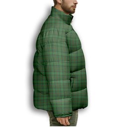 ScotsTee Shop Scottish Ross Hunting 3 Premium Tartan Collar Down Jacket Winter White Duck Down Plaid