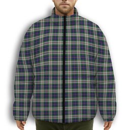 ScotsTee Shop Scottish MacLeod of California Premium Tartan Collar Down Jacket Winter White Duck Down Plaid