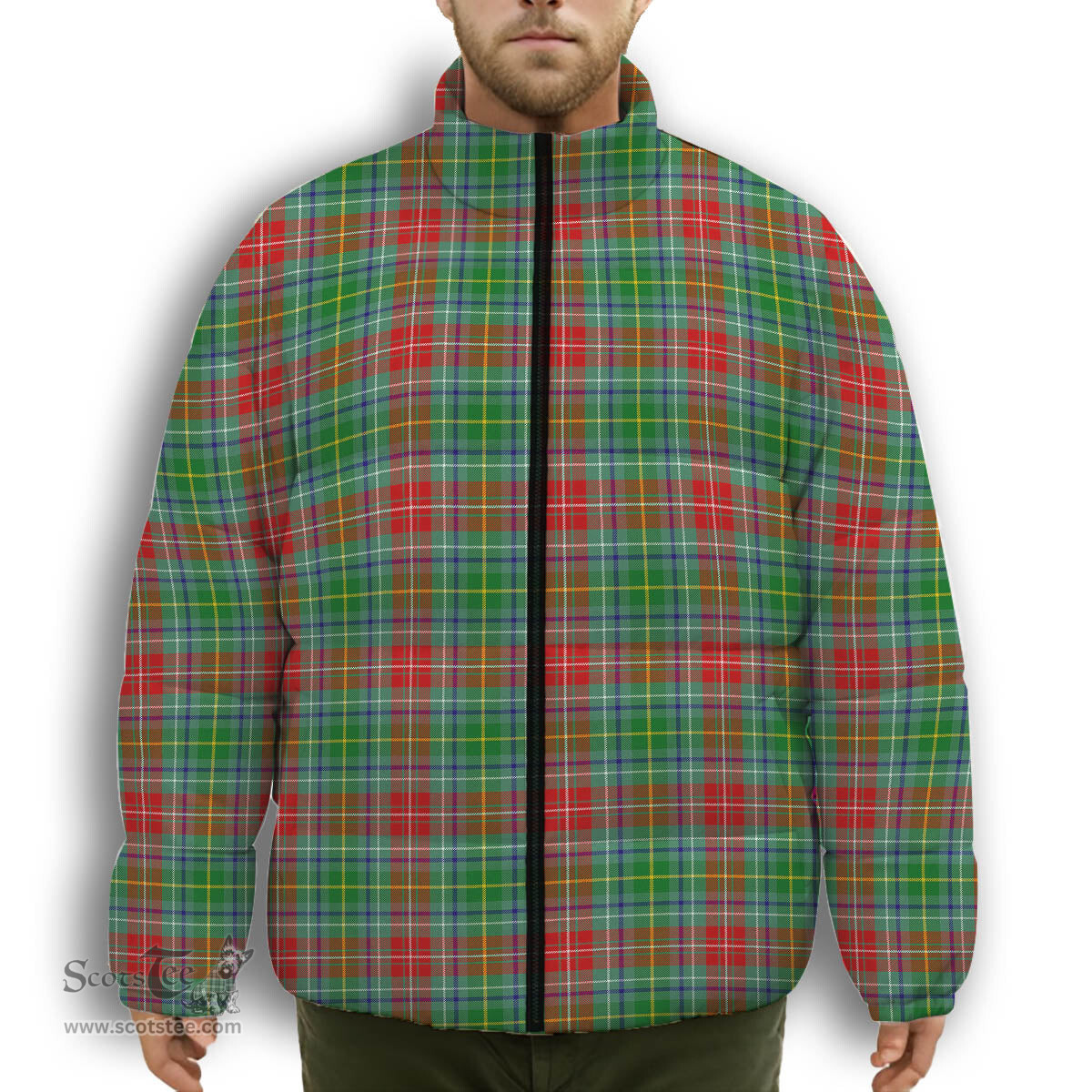 ScotsTee Shop Scottish Muirhead SC Premium Tartan Collar Down Jacket Winter White Duck Down Plaid