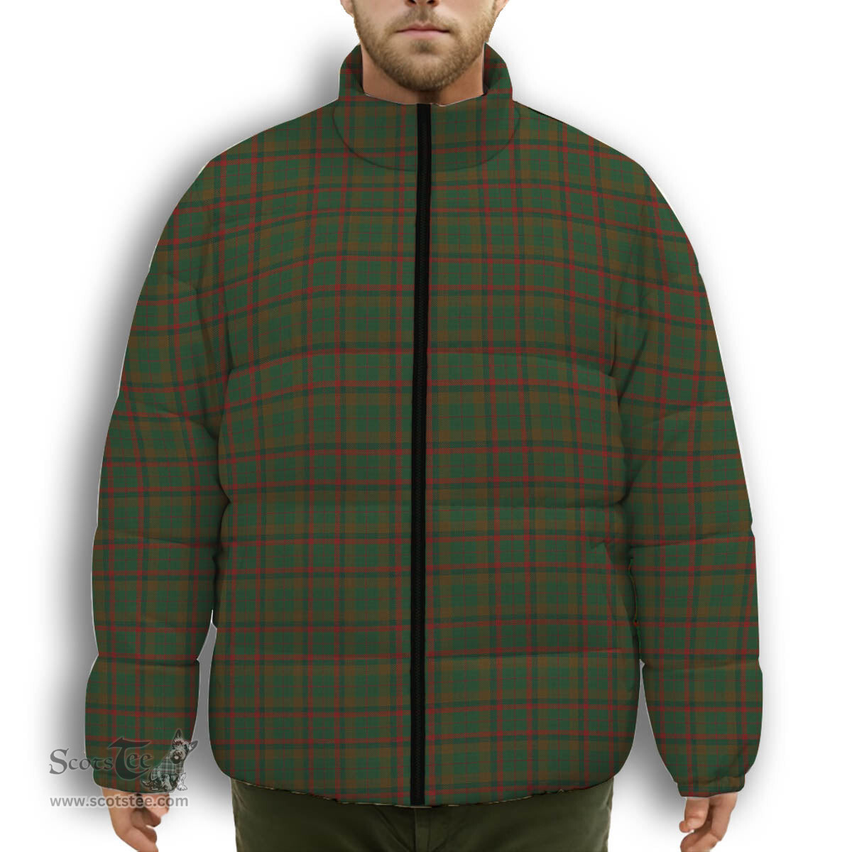 ScotsTee Shop Scottish MacNachten Hunting Premium Tartan Collar Down Jacket Winter White Duck Down Plaid