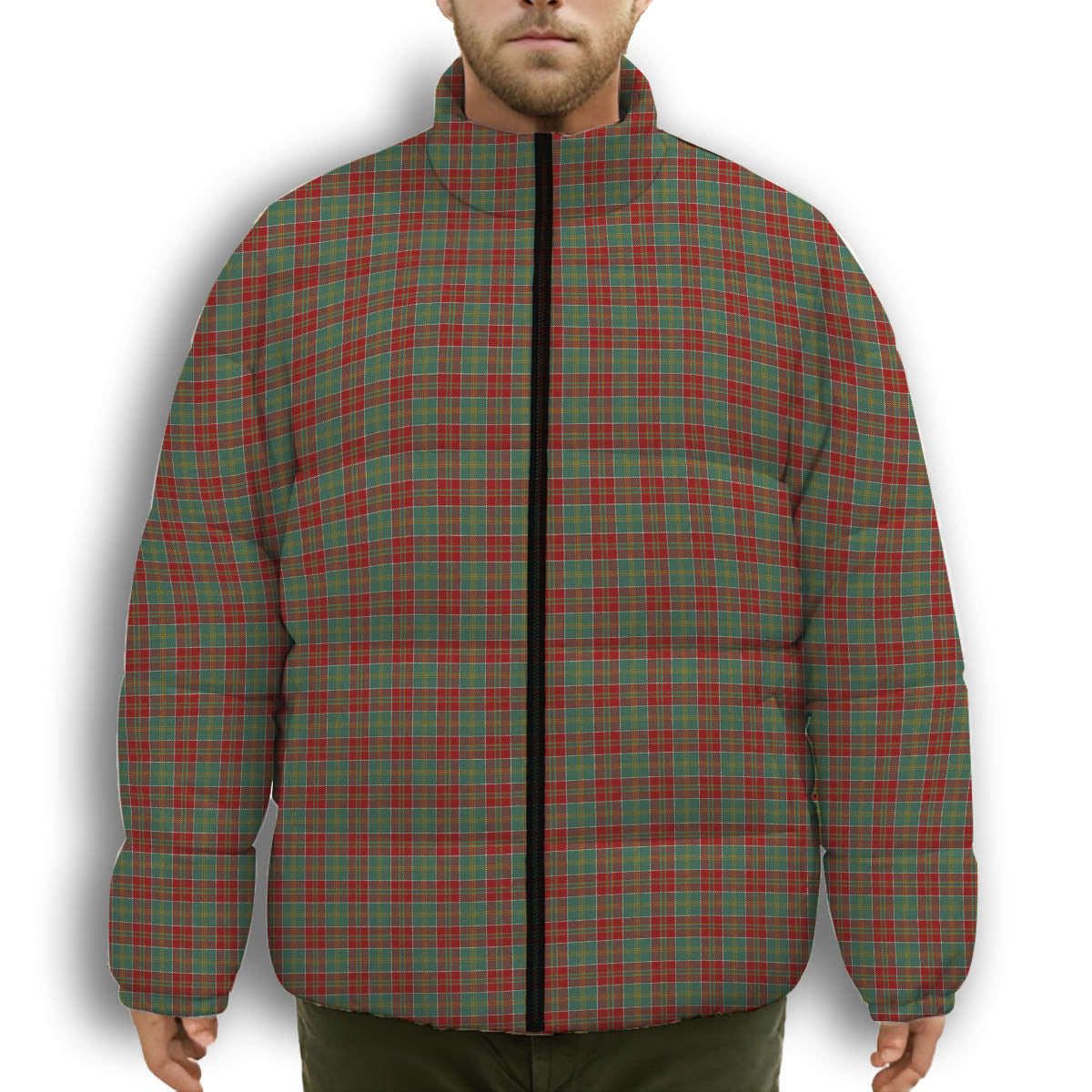 ScotsTee Shop Scottish MacDonald of Kingsburgh Premium Tartan Collar Down Jacket Winter White Duck Down Plaid