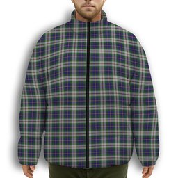 ScotsTee Shop Scottish MacLeod Of Californian Premium Tartan Collar Down Jacket Winter White Duck Down Plaid