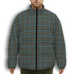 ScotsTee Shop Scottish Paisley Premium Tartan Collar Down Jacket Winter White Duck Down Plaid