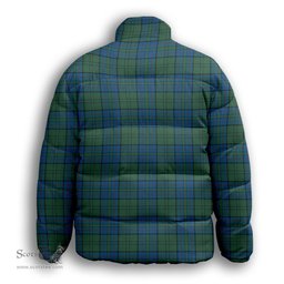 ScotsTee Shop Scottish Lockhart Premium Tartan Collar Down Jacket Winter White Duck Down Plaid