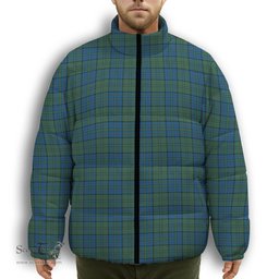 ScotsTee Shop Scottish Lockhart Premium Tartan Collar Down Jacket Winter White Duck Down Plaid