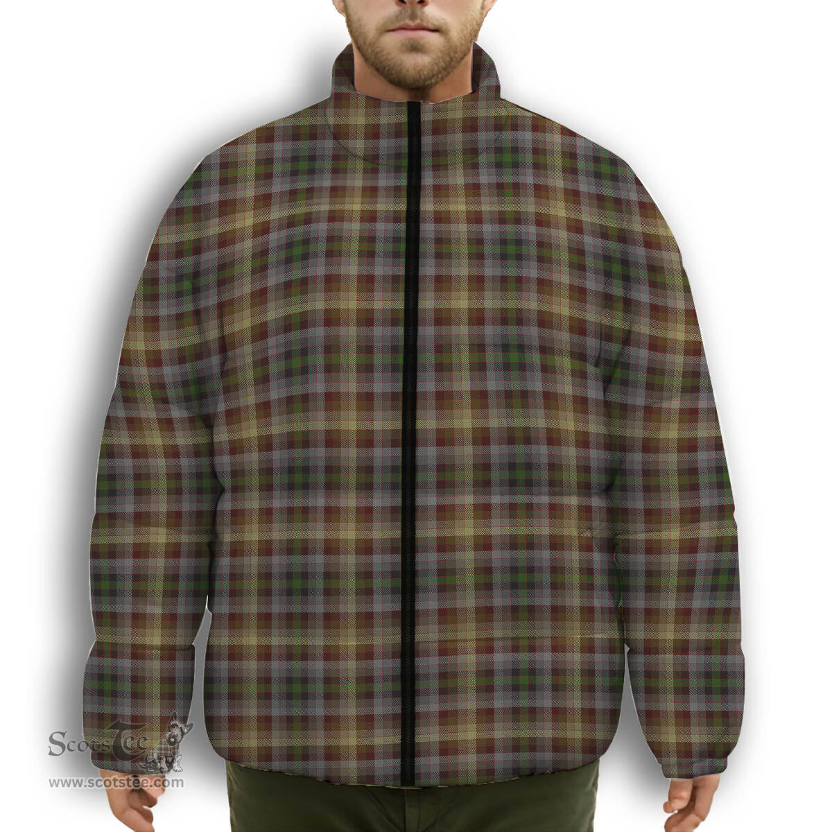 ScotsTee Shop Scottish MacKay of Strathnaver Premium Tartan Collar Down Jacket Winter White Duck Down Plaid